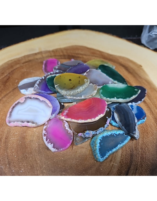 Load image into Gallery viewer, 30 agate slices lot W/hole For Pendant
