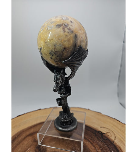 1.13lb 72mm Crazy Lace Agate W/Dragon Stand