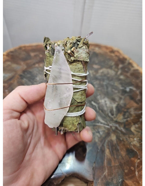 Load image into Gallery viewer, Bay Leaf wrapped crystal W/ Huge White Quartz Healing
