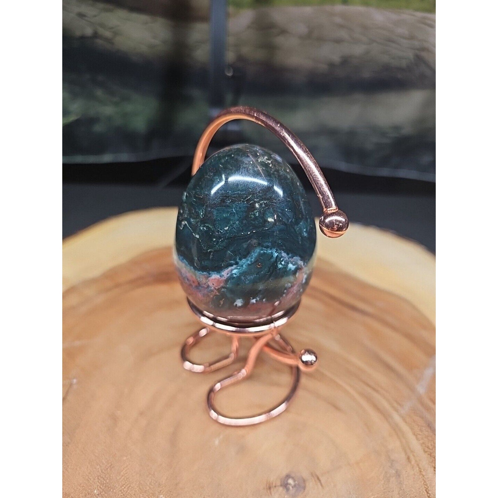 Ocean Jasper Agate Egg 289g W/Stand