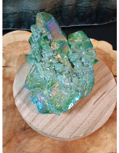 Load image into Gallery viewer, 1.20lbRainbow Aqua Aura Quartz Crystal Cluster Points Titanium Coating
