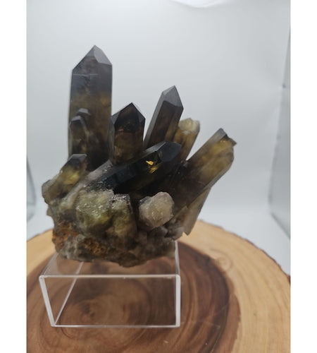 2.77LB Top rare natural beautiful black quartz crystal cluster mineral sample -