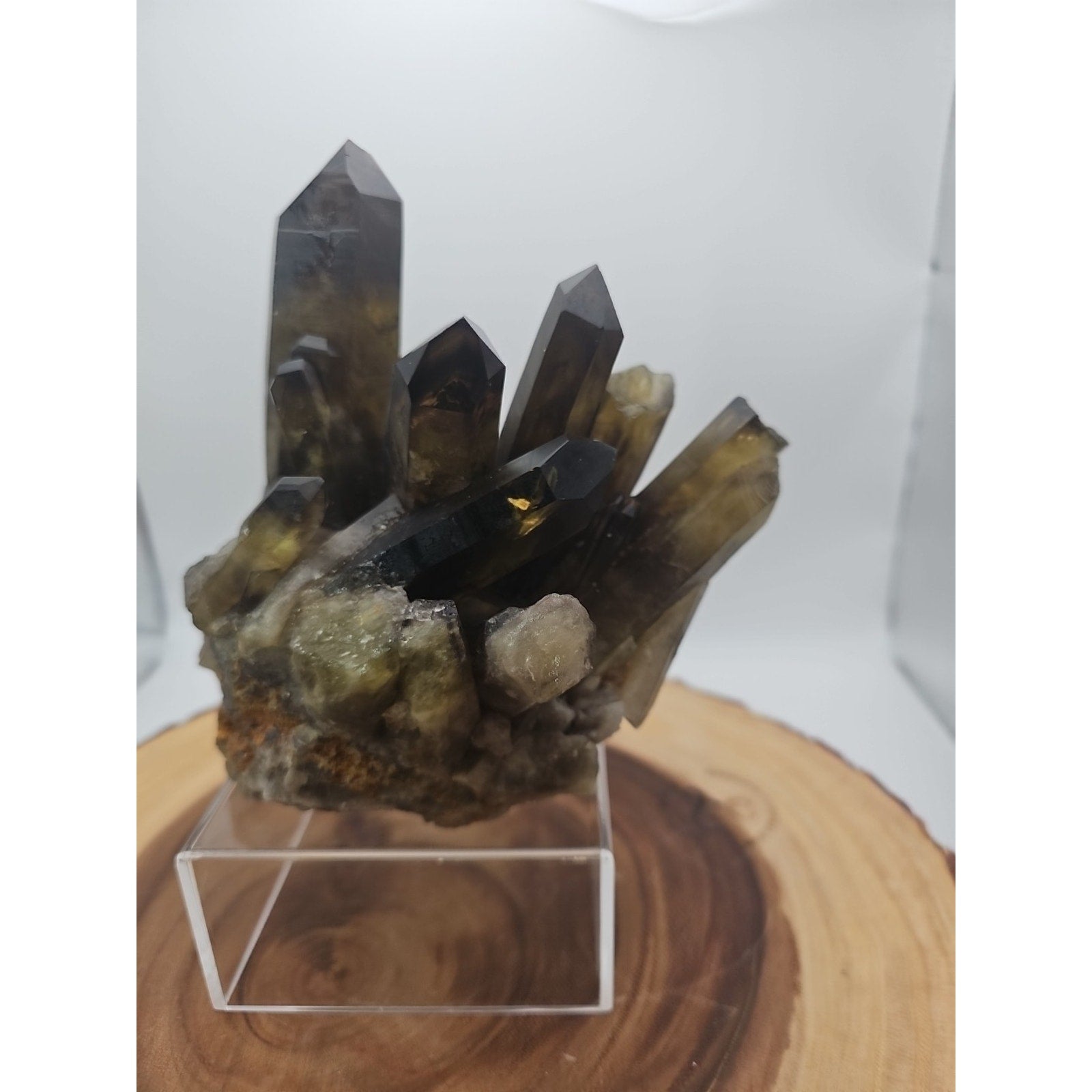 2.77LB Top rare natural beautiful black quartz crystal cluster mineral sample -
