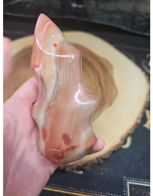 Load image into Gallery viewer, 1.15LB 1Pcs Natural Polychrome Ocean Jasper Crystal Flame Point Carved Healing
