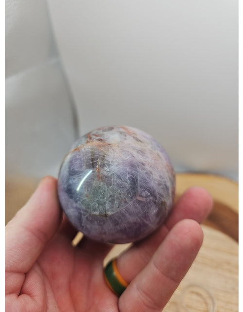 Load image into Gallery viewer, Chevron Amethyst Sphere 335gram 65mm
