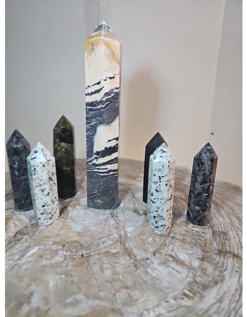 Load image into Gallery viewer, 2.67 Lbs 7Pcs Mix Lot Natural Zebra Rock Jasper Crystal Point Tower Sinkiang
