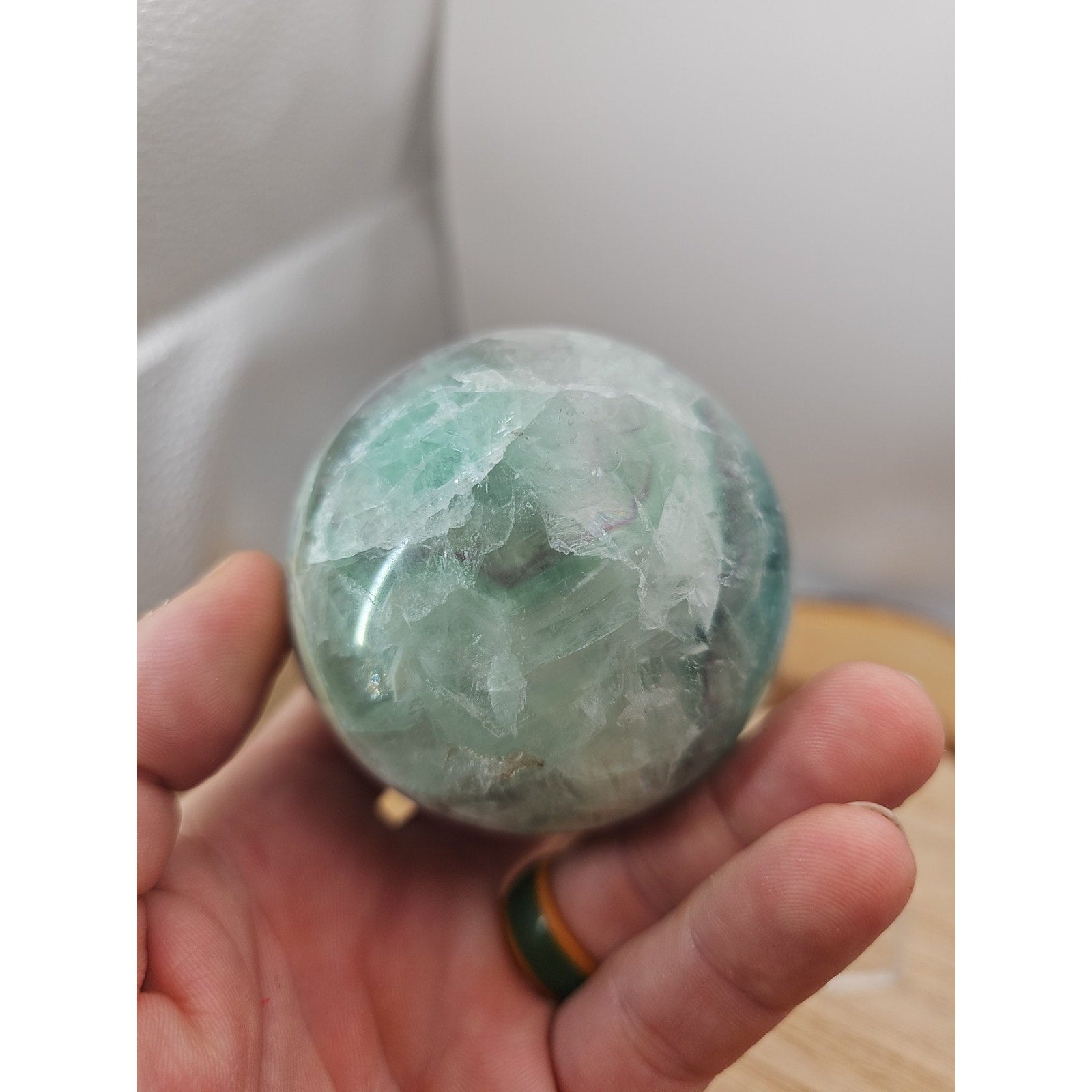 1.16lb Natural Rainbow Fluorite Quartz Crystal Sphere Ball Polished
