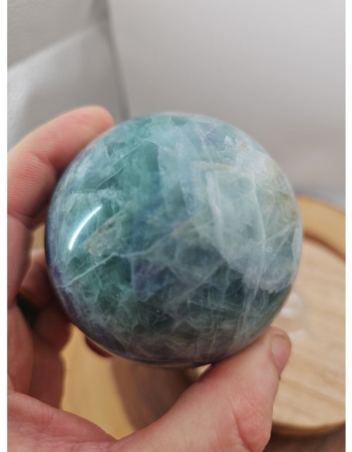 Load image into Gallery viewer, 1.46lb Natural Rainbow Fluorite Quartz Crystal Sphere Ball Polished
