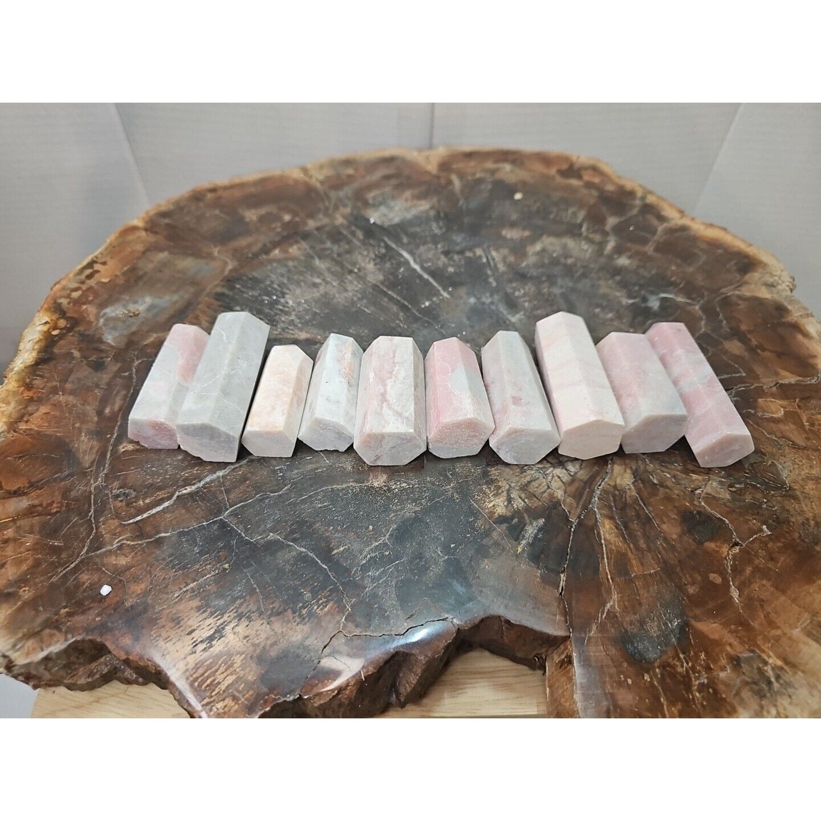 10Pcs Natural Pink Opal Crystal Gem Stone Point Tower Healing Angel Skin