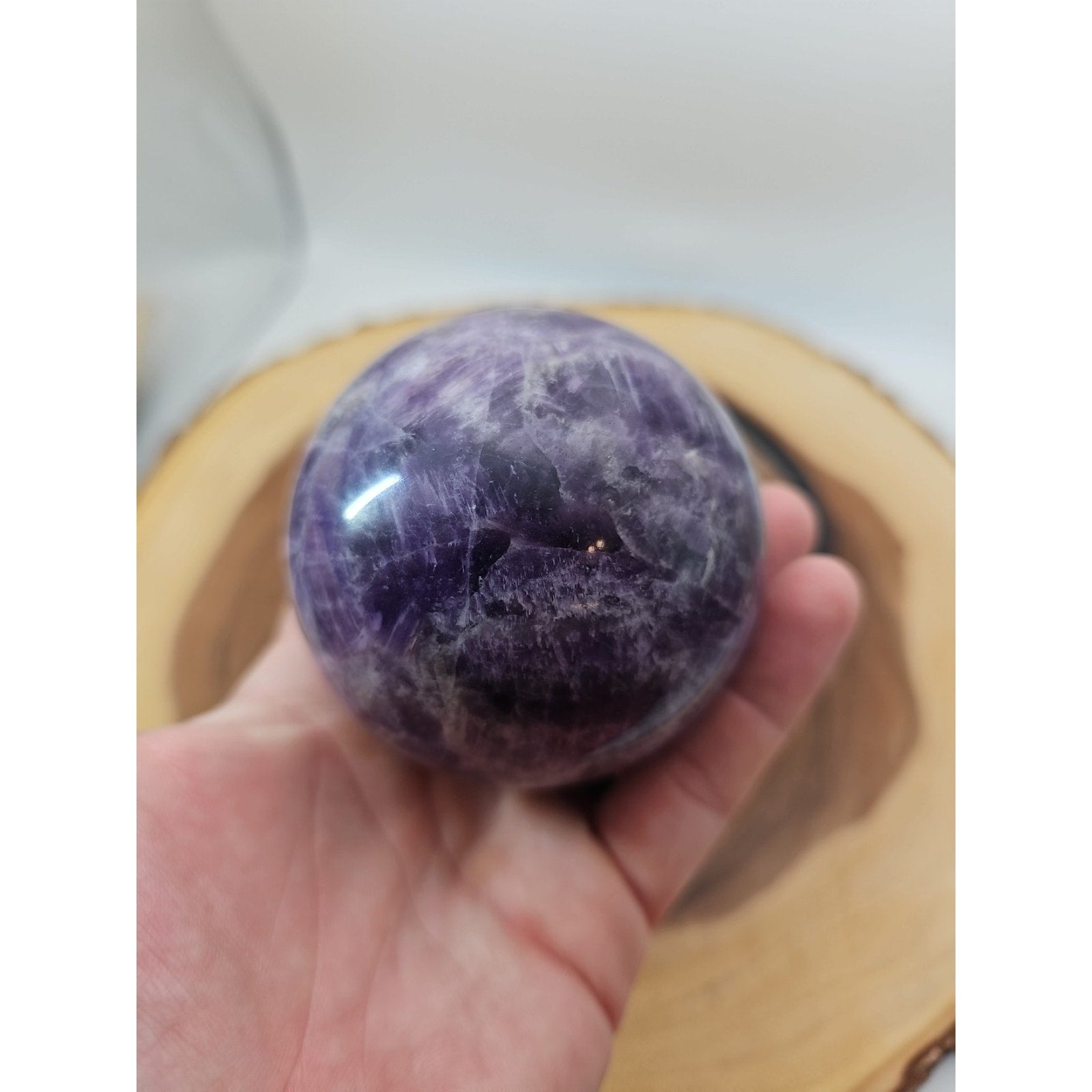 1.27LB Natural Dream Amethyst Quartz Crystal Sphere Ball Healing