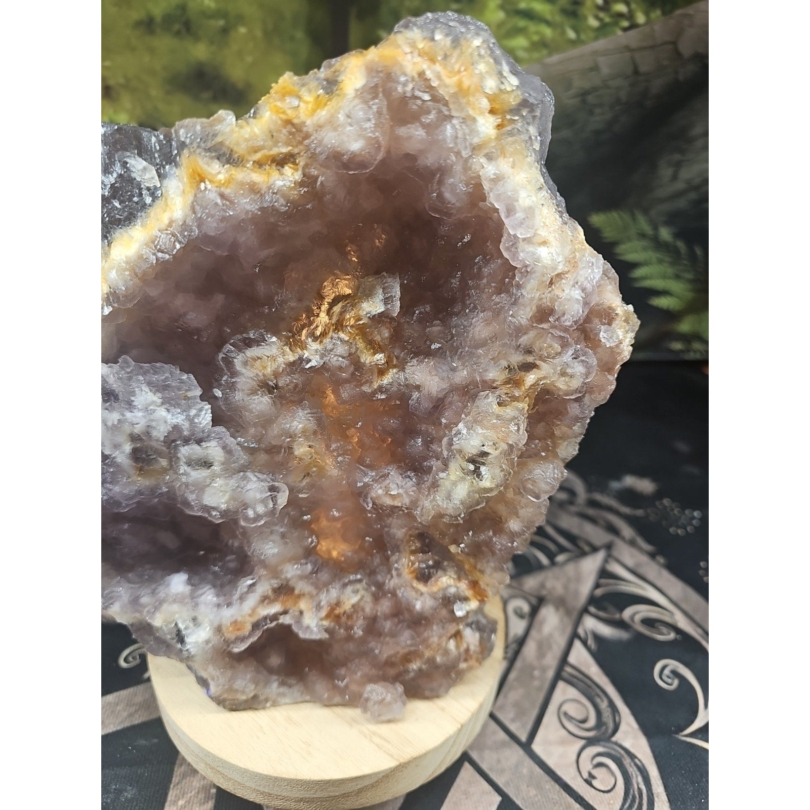 11.9LB Natural fluorite quartz crystal Cluster specimen W/led Back Light Stand
