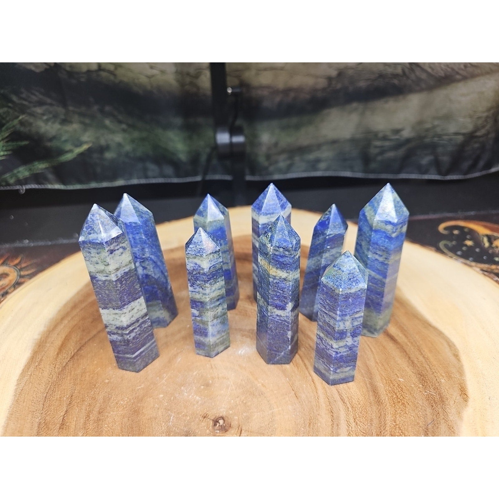 1 Each Natural Blue Lapis Lazuli & Pyrite Crystal Point Tower Brazil Rare