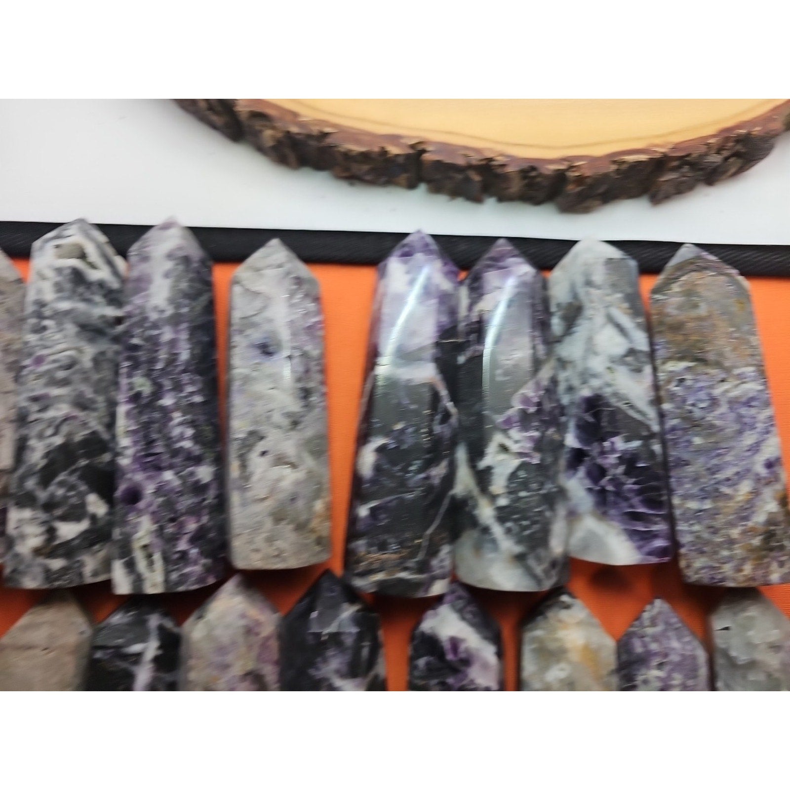 2Pcs Natural Rainbow Fluorite Quartz Crystal Point Tower Polished 4in Tall Avg