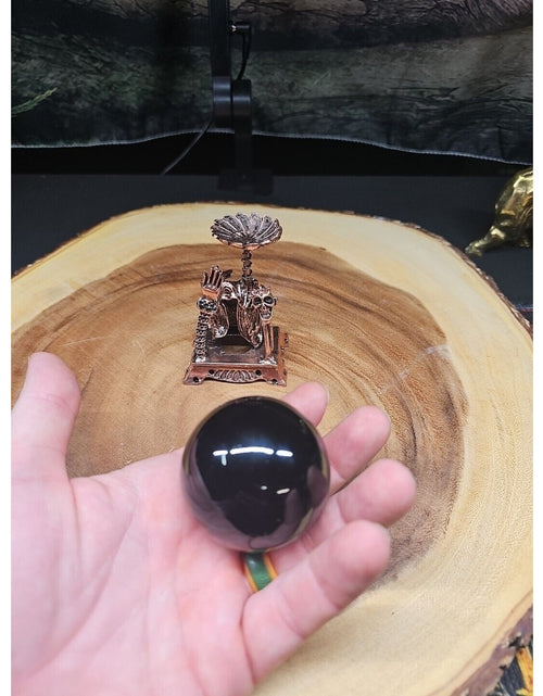 Load image into Gallery viewer, Black Obsidian Quartz Sphere 50mm W/Stand
