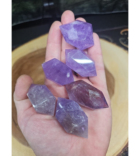 1each Natural Purple Amethyst Quartz Crystal Double Point Wand