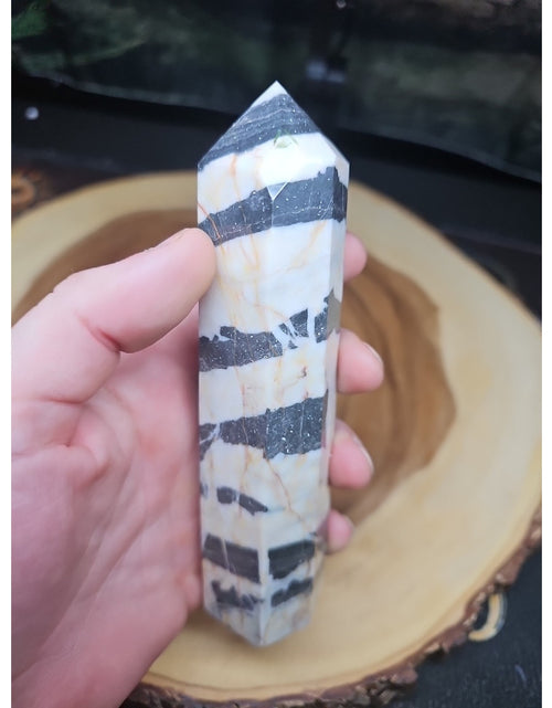 Load image into Gallery viewer, Zebra Stone Tower 341g 6in Tall
