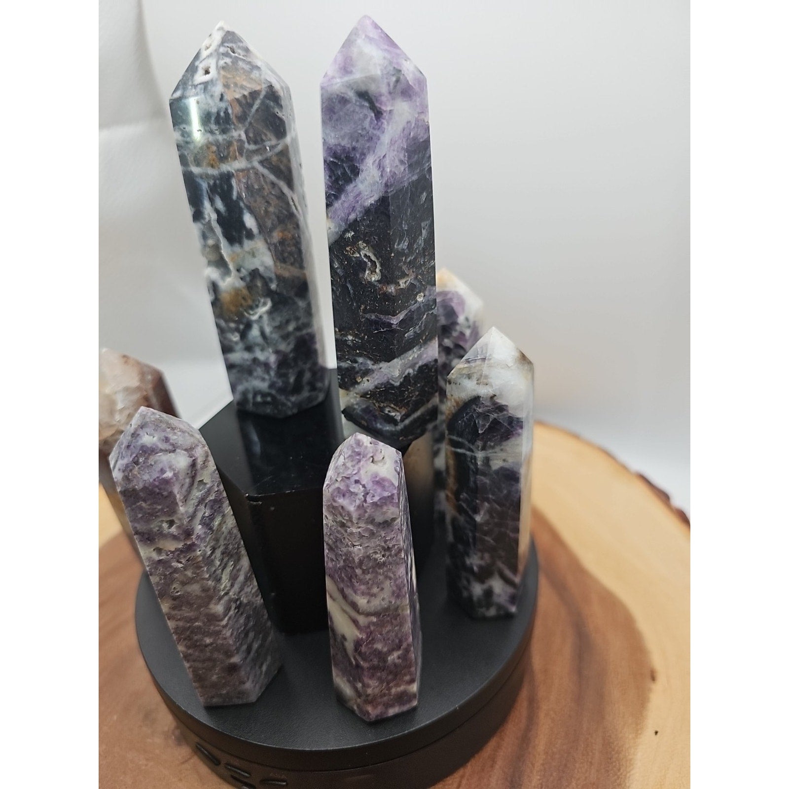 2Pcs Natural Rainbow Fluorite Quartz Crystal Point Tower Polished 4in Tall Avg