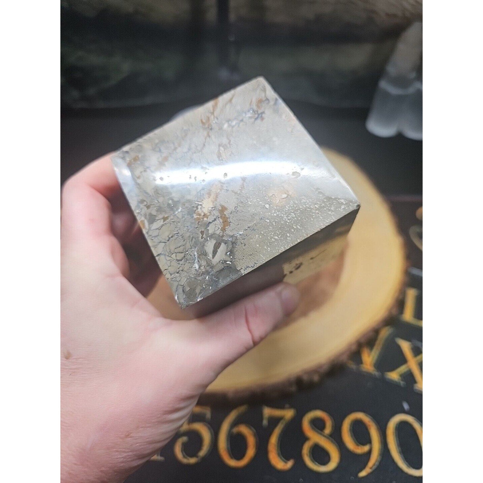 2.41LB 1Pcs Natural Ocean Jasper Onyx Quartz Crystal Geode Square Heptahedron