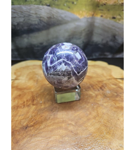 Amethyst Sphere 65mm W/Glass Stand 1lb