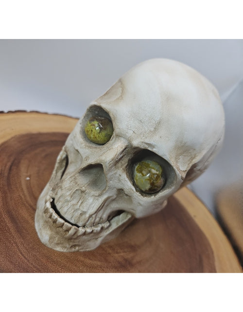 Load image into Gallery viewer, Resin Skull W/Ocean Jasper Quartz Eyes
