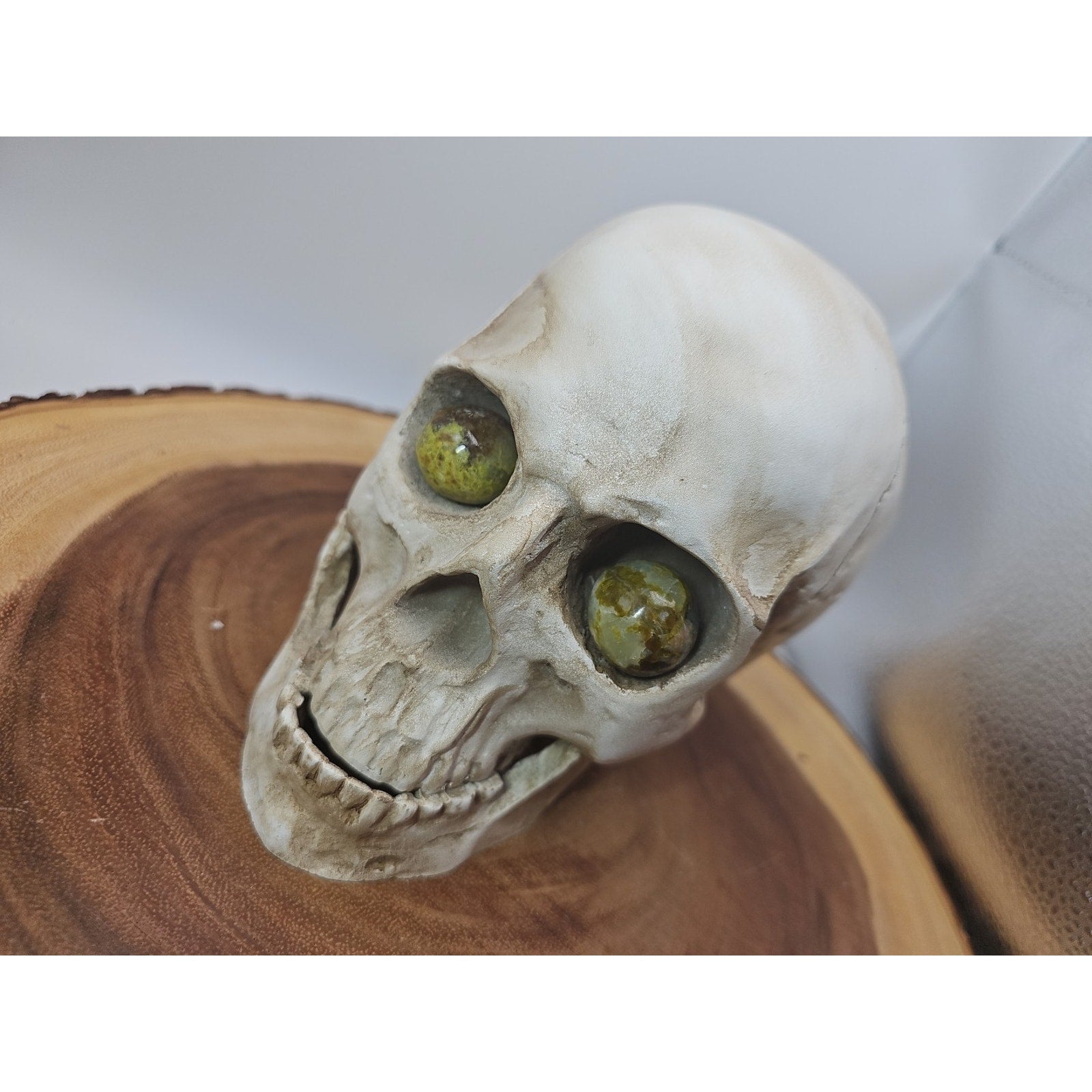 Resin Skull W/Ocean Jasper Quartz Eyes