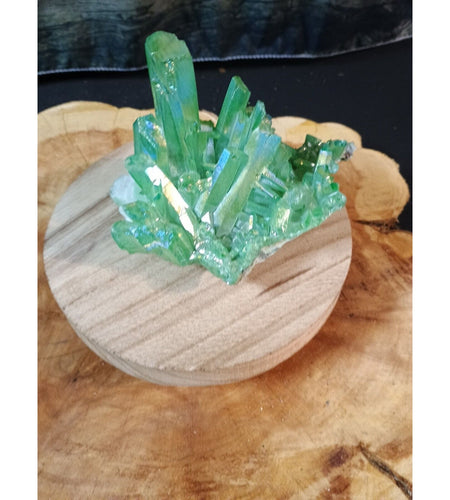 0.76 Lb Rainbow Aqua Aura Quartz Crystal Cluster Points Titanium Coating