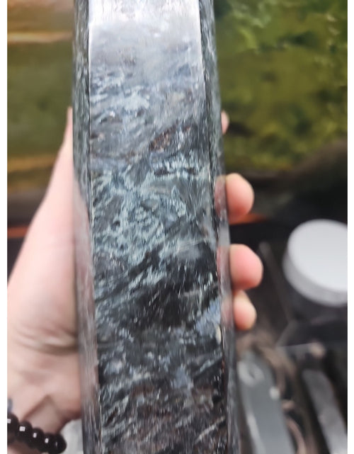 Load image into Gallery viewer, 6lbs 13in Tall Arfvedsonite Garnet Blue Flashes Crystal Point
