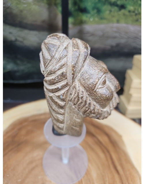 Load image into Gallery viewer, Vintage ABSTRACT STONE HEAD Sculpture Stone 1 lb W/Stand
