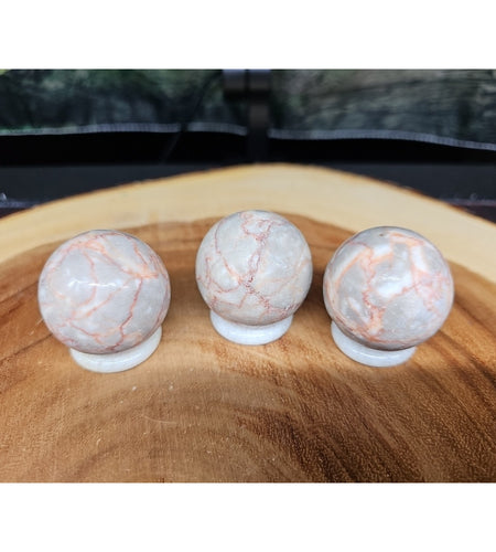 1each Natural Quartz Crystal Jasper Sphere Ball Healing 40mm W/ring Stand Random