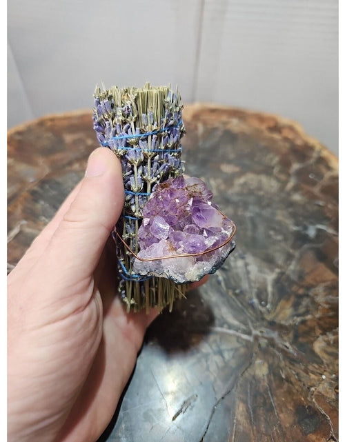 Load image into Gallery viewer, Lavender wrapped crystal W/ Huge Amethyst Healing
