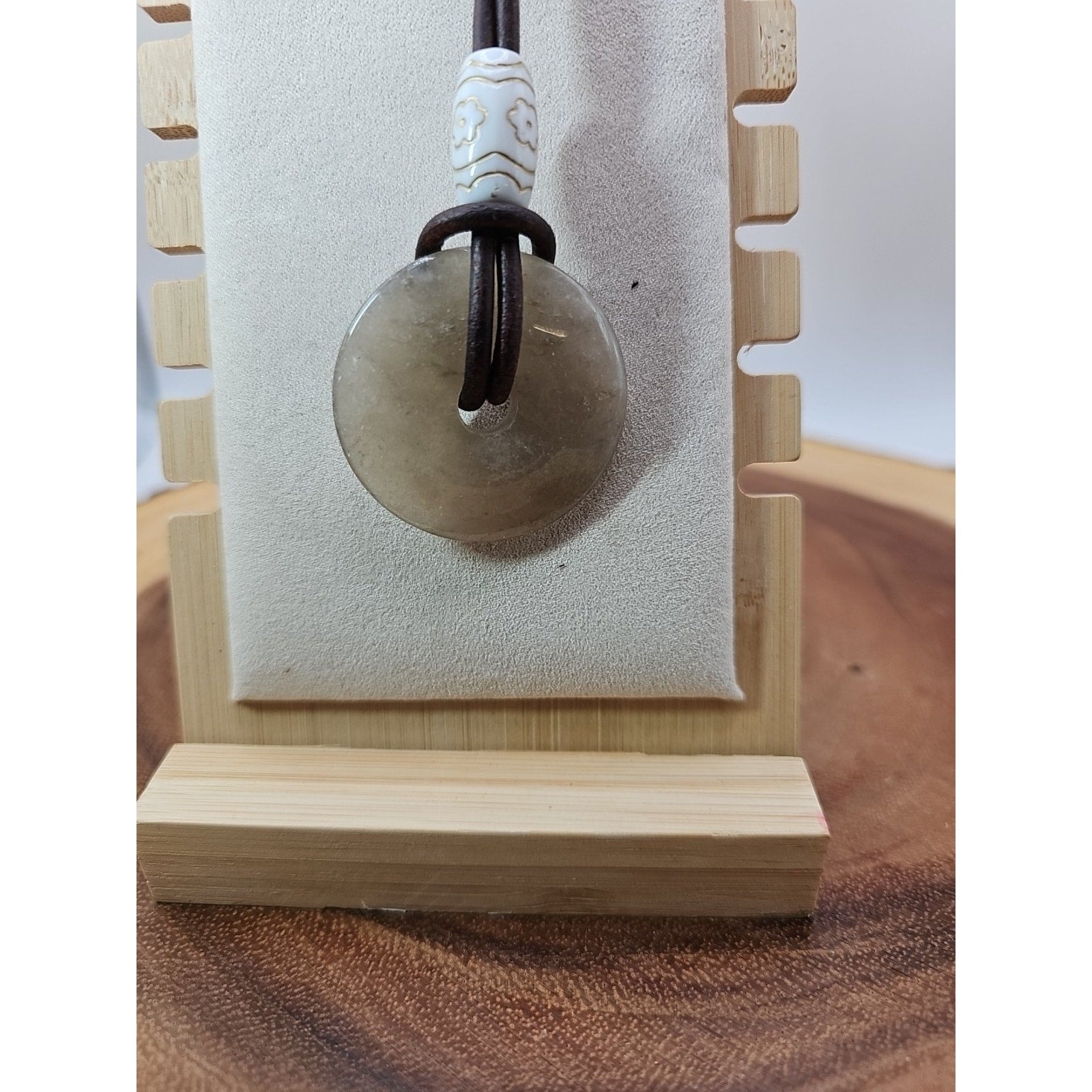 Quartz Lucky Pendant Leather Cord