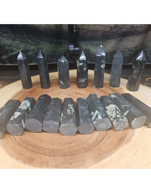 Load image into Gallery viewer, .74lbs Avg 4Pcs Natural Plum Blossom Jasper Crystal Point Tower Polished Healing
