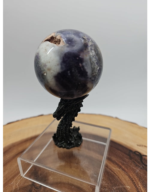 Load image into Gallery viewer, Rainbow Labradorite Sphere .45lb 53mm W/Dragon Stand
