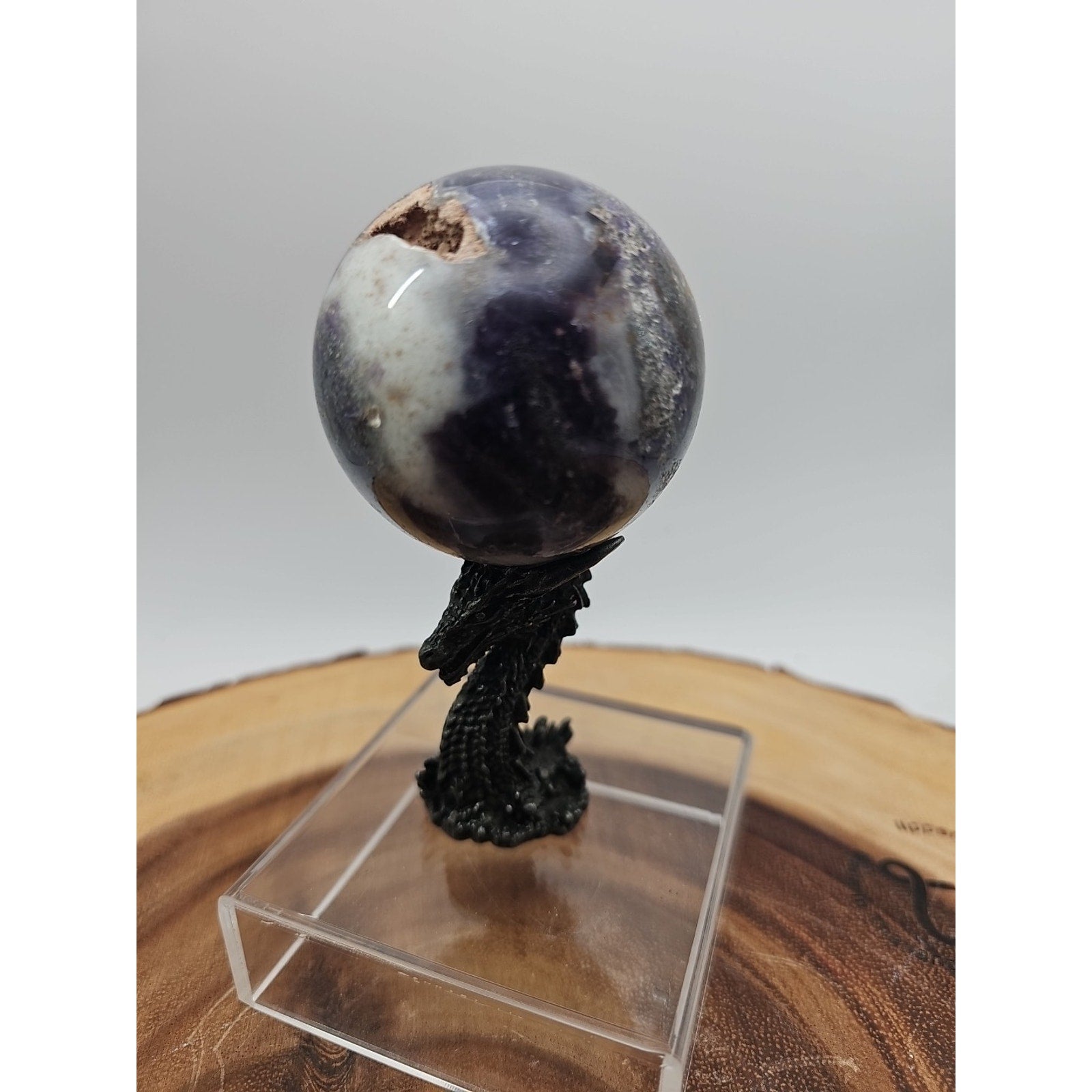 Rainbow Labradorite Sphere .45lb 53mm W/Dragon Stand