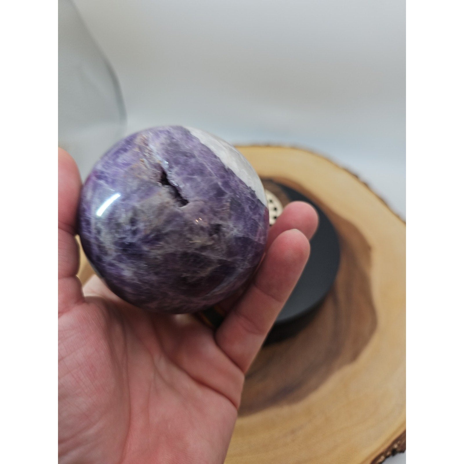 1.27LB Natural Dream Amethyst Quartz Crystal Sphere Ball Healing