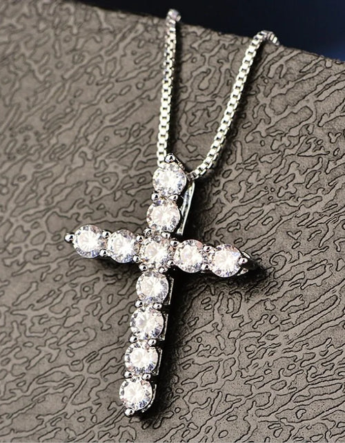 Load image into Gallery viewer, Crystal Cross Pendant Silver Chain Necklace - Fashionable Women&#39;s Jewelry Gift
