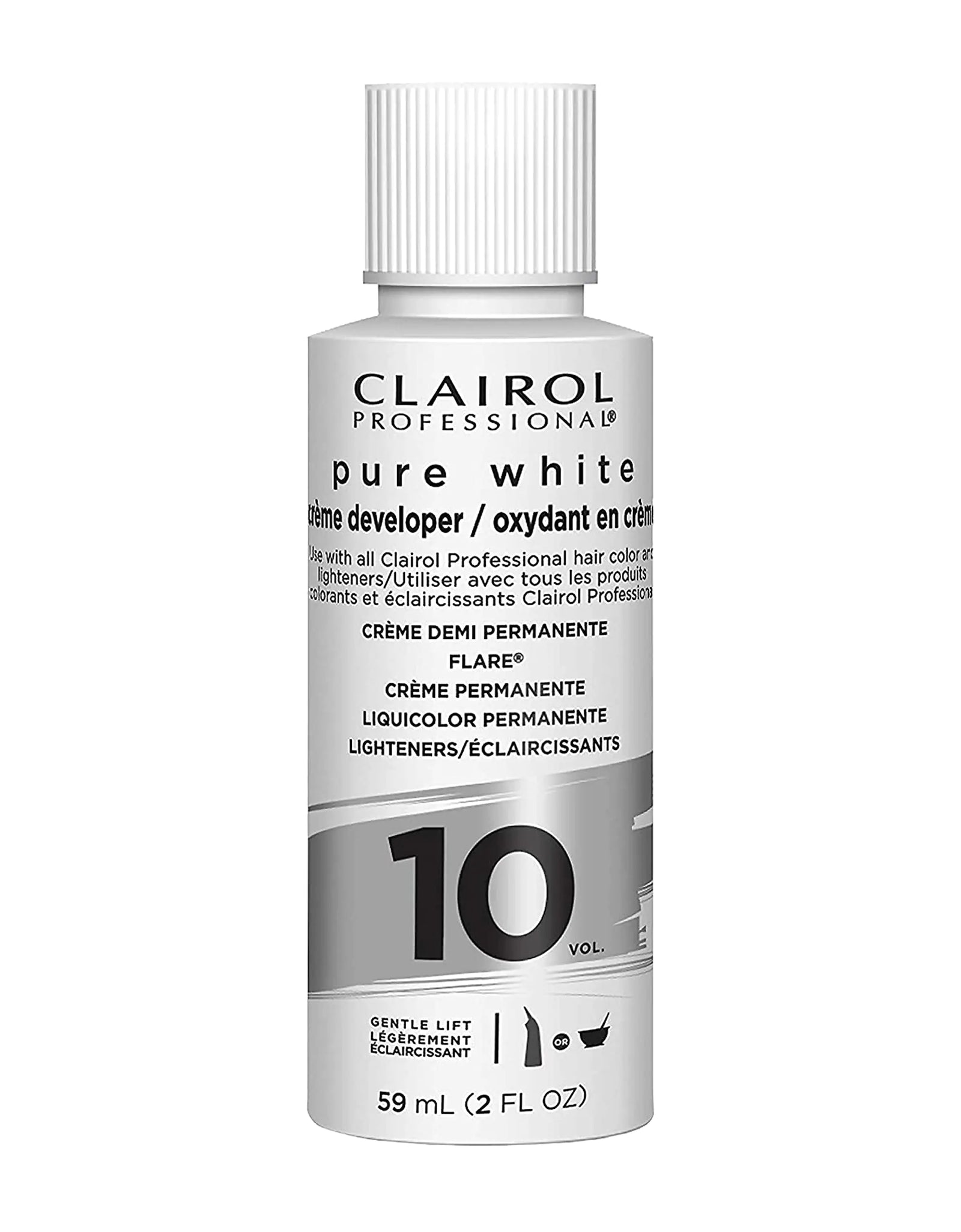 Clairol Professional Pure White Hair Developers for Lightening & Gray Coverage 10 Volume Crème Developer 2 Fl Oz (Pack of 1)