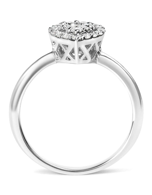 Load image into Gallery viewer, .925 Sterling Silver 3/8 Cttw Lab Grown Diamond Cluster and Halo Pear Promise Ring (G-H Color, VS2-SI1 Clarity) - Size 7
