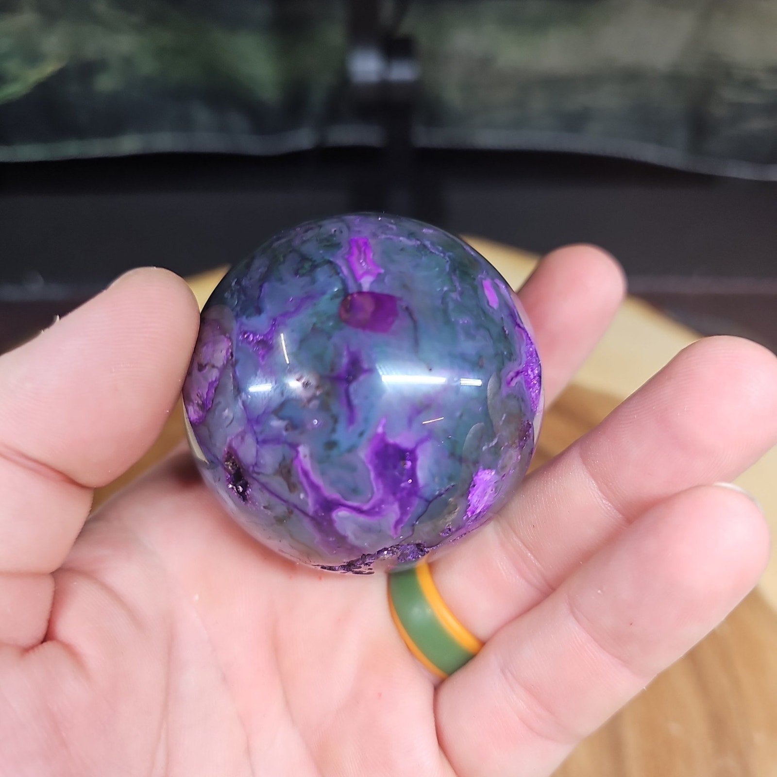 Moss agate sphere