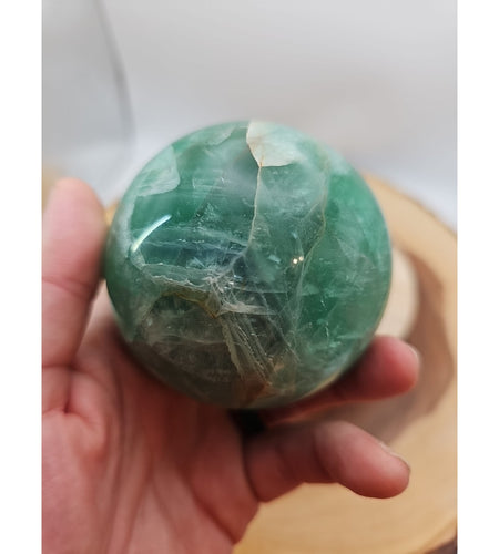 1.59lb Natural Rainbow Fluorite Quartz Crystal Sphere Ball Polished