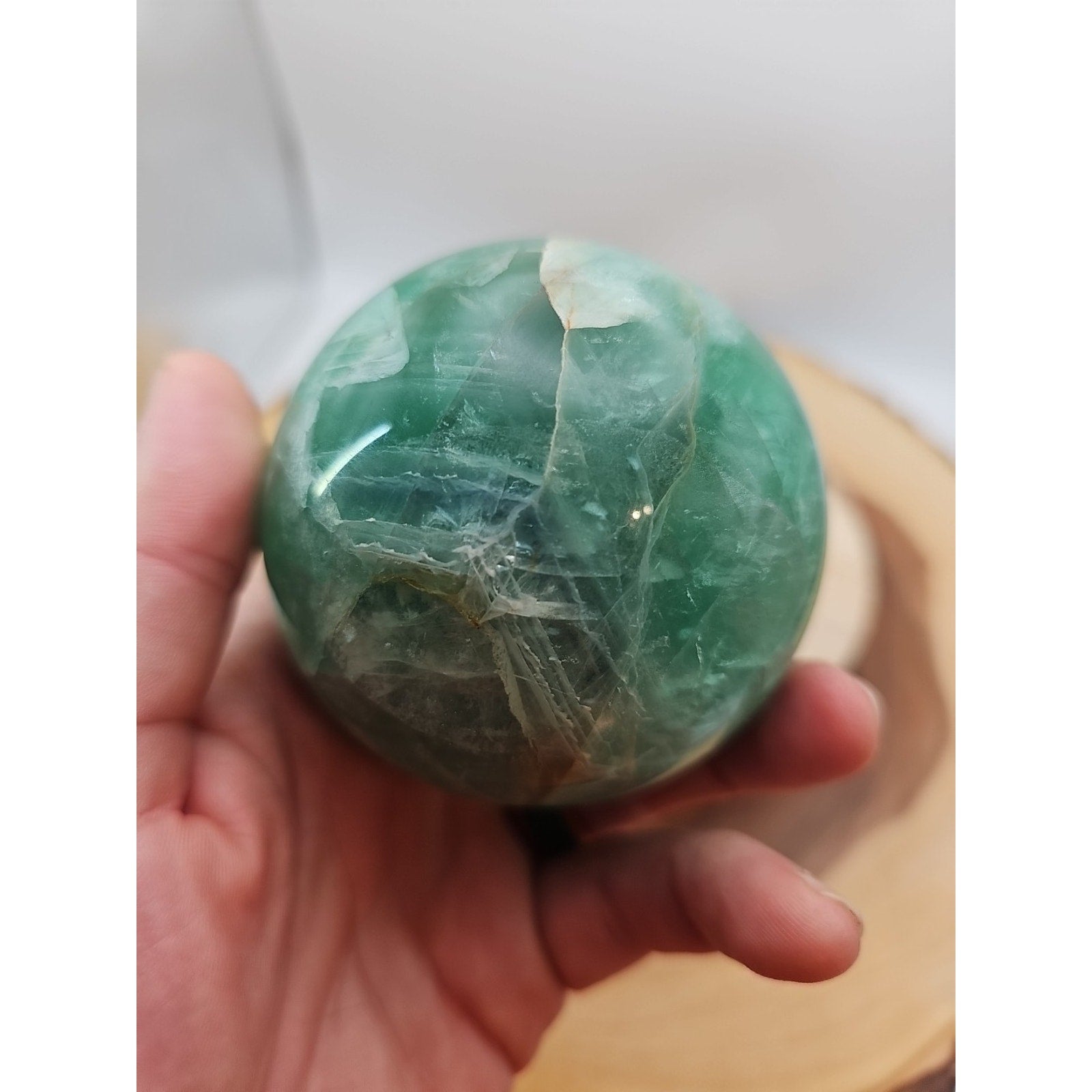 1.59lb Natural Rainbow Fluorite Quartz Crystal Sphere Ball Polished