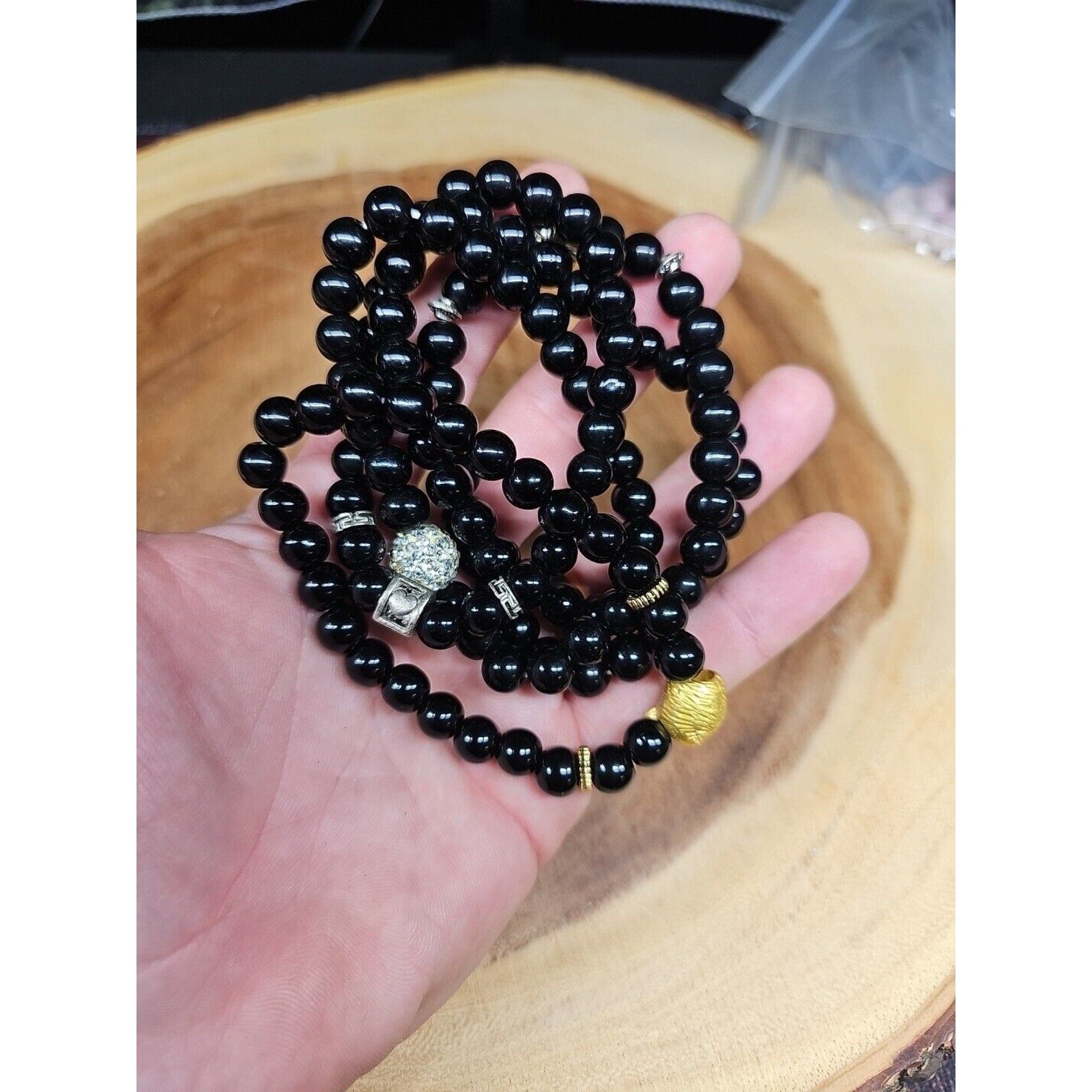 Natural Obsidian Stone Bracelets 5pc Set