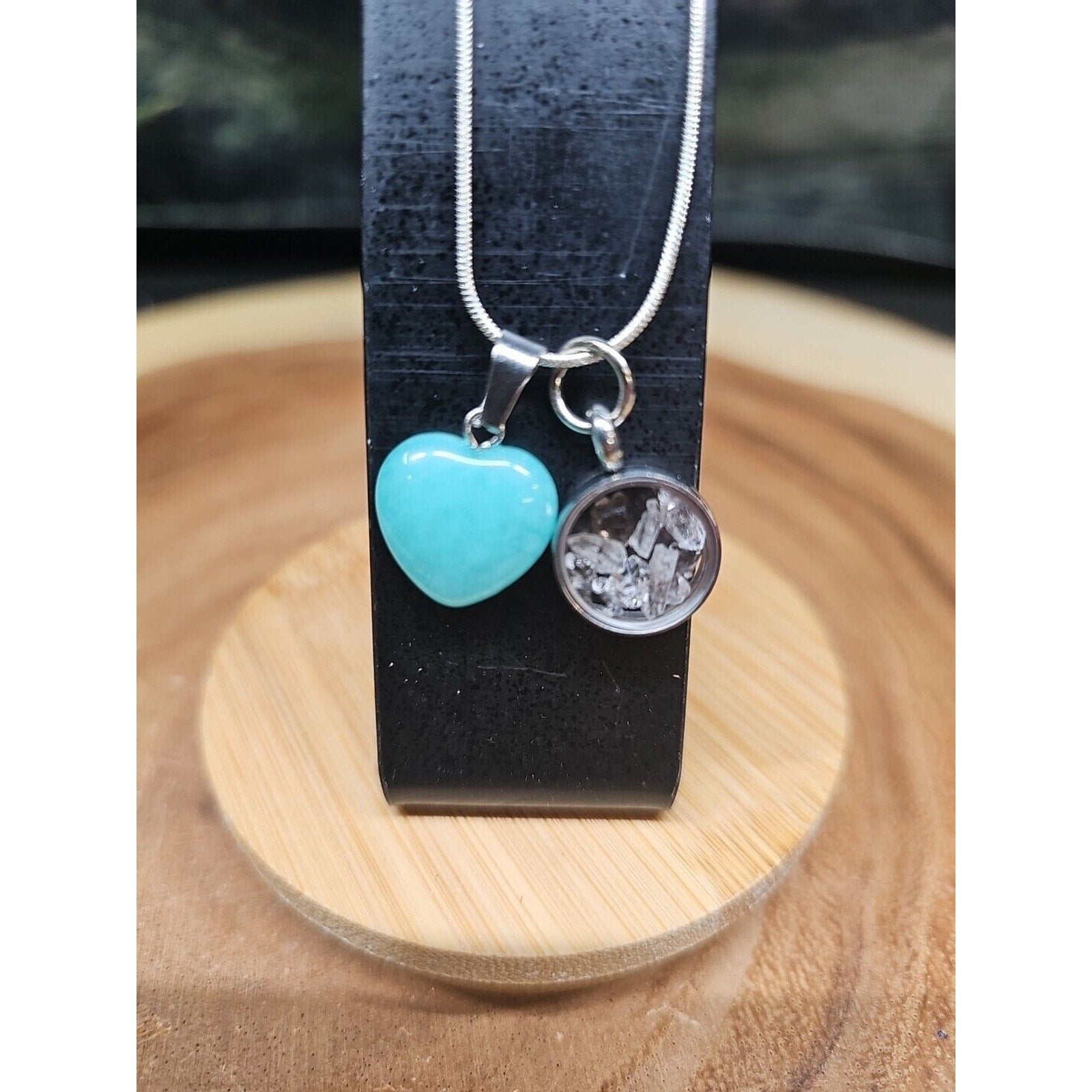 Herkimer Diamond Necklace W/ Quartz Crystal Heart On 925 Silver Chain
