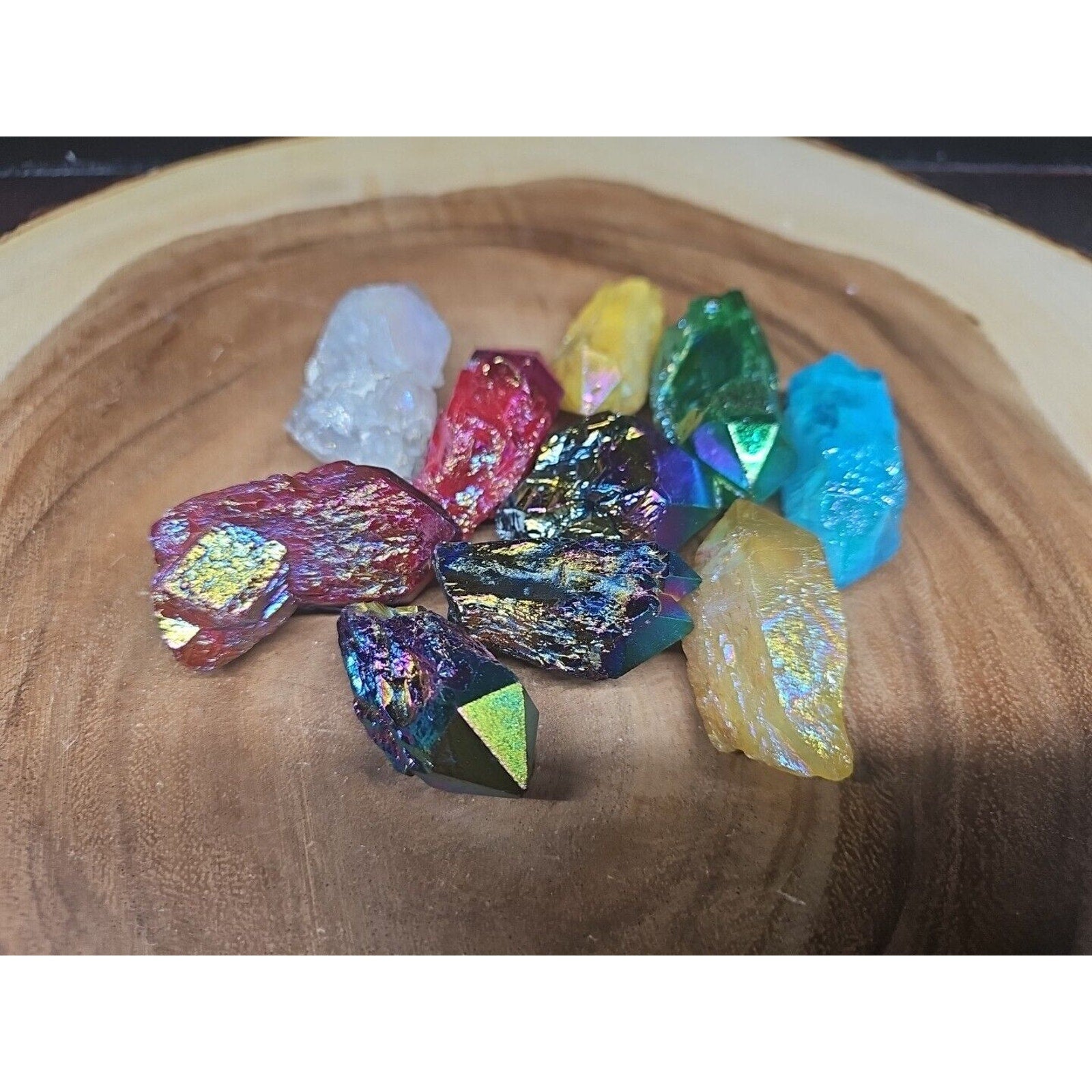 10Pcs .68lbs Rainbow Aqua Aura Quartz Crystal Points Titanium Coating B1