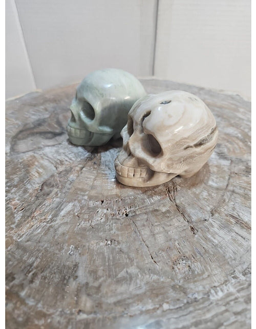 Load image into Gallery viewer, 2.18LB 2Pcs Natural Jasper Calcite Skulls Crystal Carving Mixed Stones Healing
