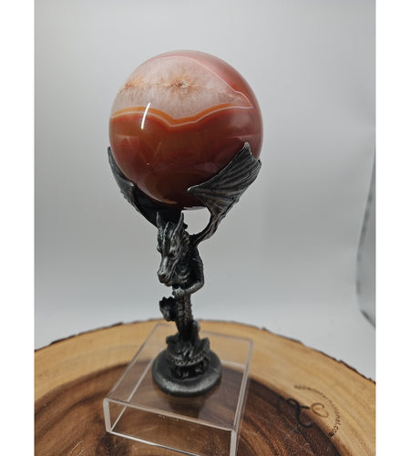 1.3lb 75mm Carnelian Quartz W/Dragon Stand