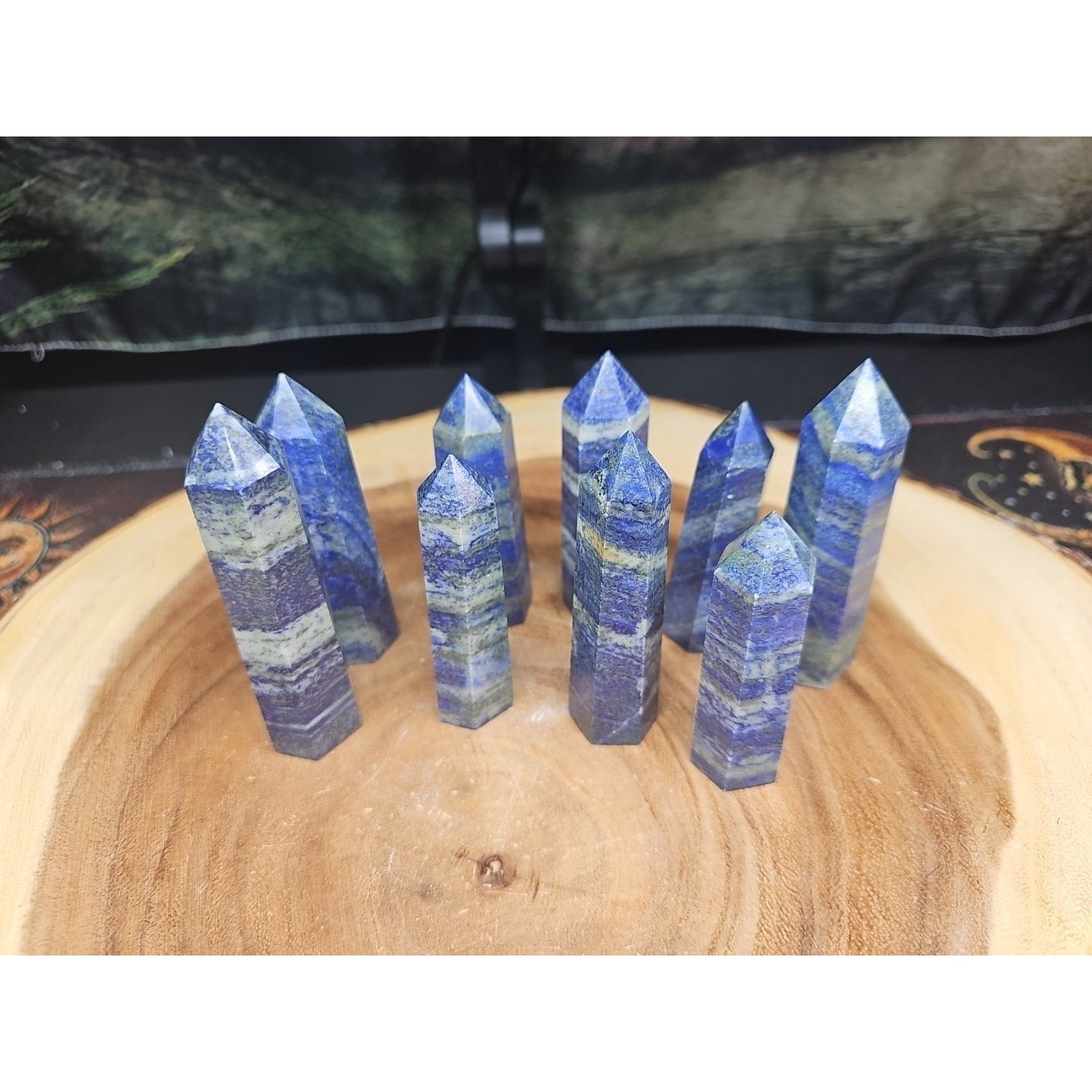 1 Each Natural Blue Lapis Lazuli & Pyrite Crystal Point Tower Brazil Rare