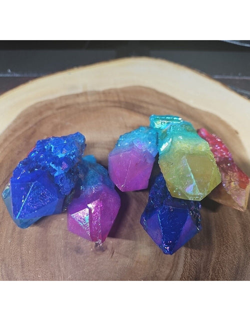 Load image into Gallery viewer, 1.75LB 7Pcs Rainbow Aqua Aura Quartz Crystal Cluster Points Titanium Coating
