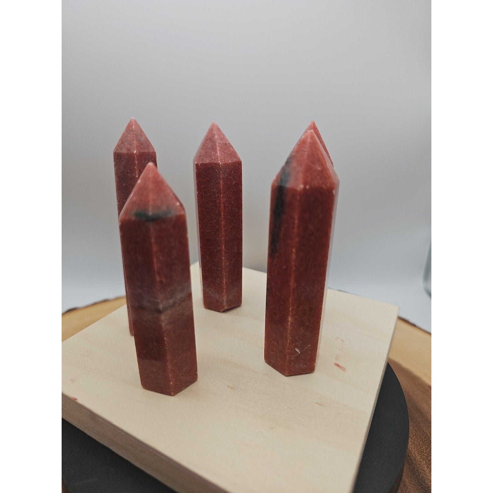 5pcs Avg .65 Natural Rhodonite Quartz Crystal Brazil