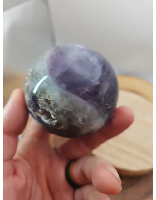 Load image into Gallery viewer, 1.10lb Natural Rainbow Fluorite Quartz Crystal Sphere Ball Polished
